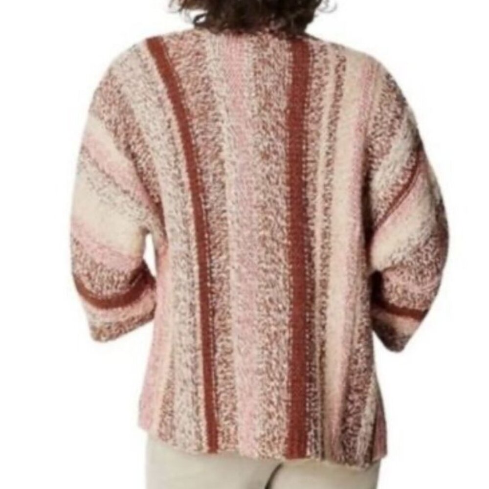 J. Jill Women's Striped Open Cardigan Sweater Western Cowgirl Relaxed Small - Picture 3 of 9